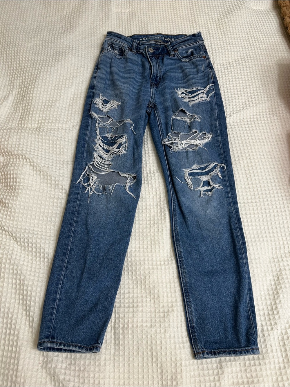American Eagle Outfitters Ripped Boyfriend Jeans - Dark Blue